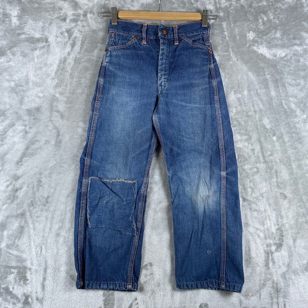 Vintage 50s Penneys Big Mac Jeans Kids 22x20 True Vtg Carpenter Pants Farm Patch